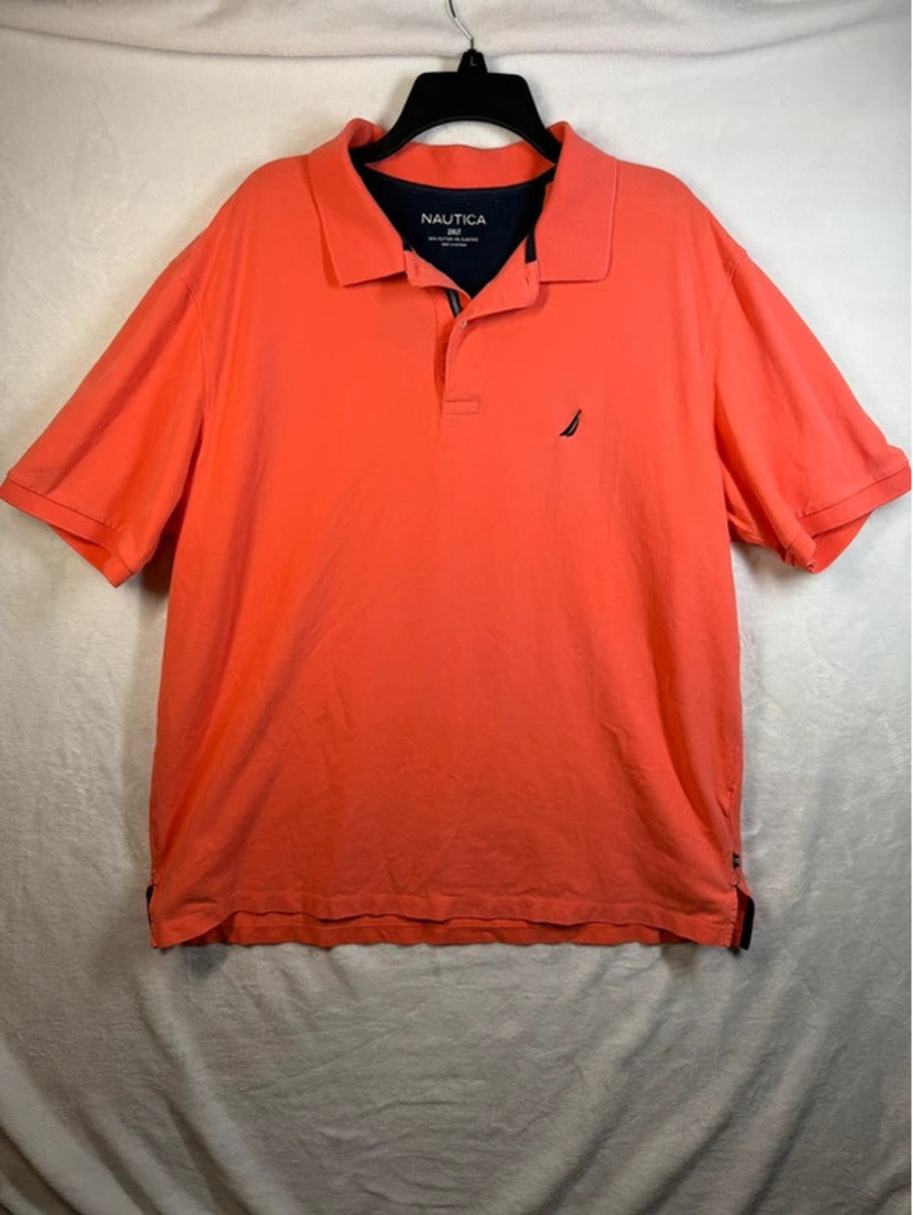 Nautica Men's 2XLT Coral Orange Polo Shirt 96% Cotton 4% Elastane
